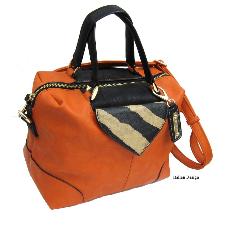 Handbag Orange with Animal Print