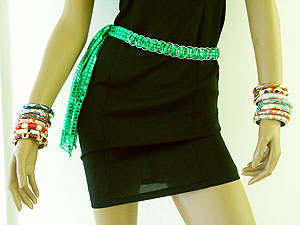 Green Sparkle Tie Up Belt