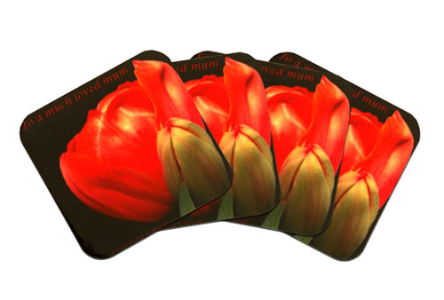 Coasters Set of 4 - Red Tulip